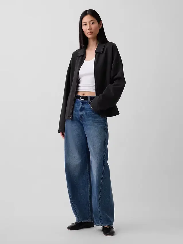Chaqueta con cremallera oversize de peso grueso para adulto