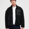 Chaqueta con cremallera oversize de sherpa reciclado y logotipo
