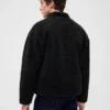 Chaqueta con cremallera oversize de sherpa reciclado y logotipo