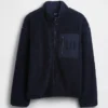 Chaqueta con cremallera oversize de sherpa reciclado y logotipo