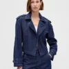 Chaqueta corta tipo trench de denim ultrasuave