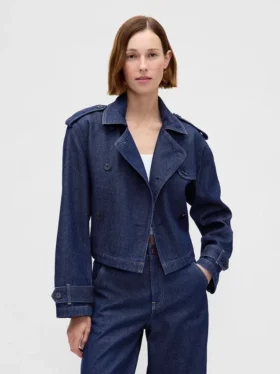 Chaqueta corta tipo trench de denim ultrasuave