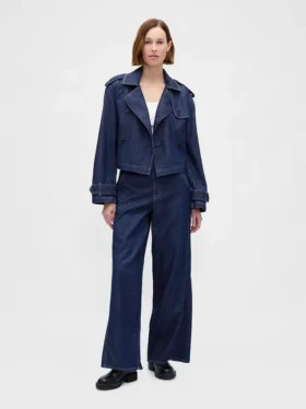 Chaqueta corta tipo trench de denim ultrasuave