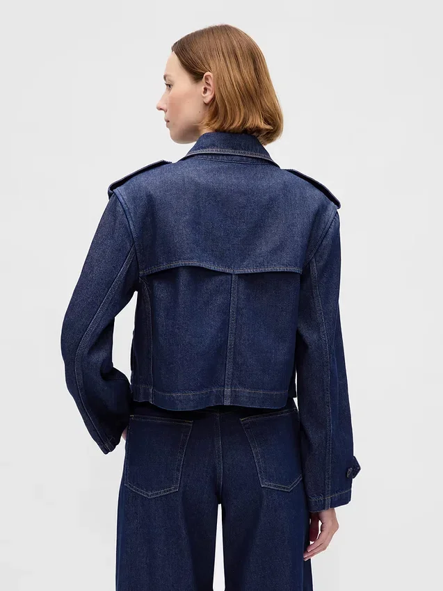 Chaqueta corta tipo trench de denim ultrasuave