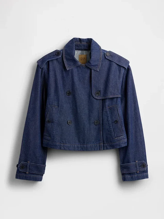 Chaqueta corta tipo trench de denim ultrasuave