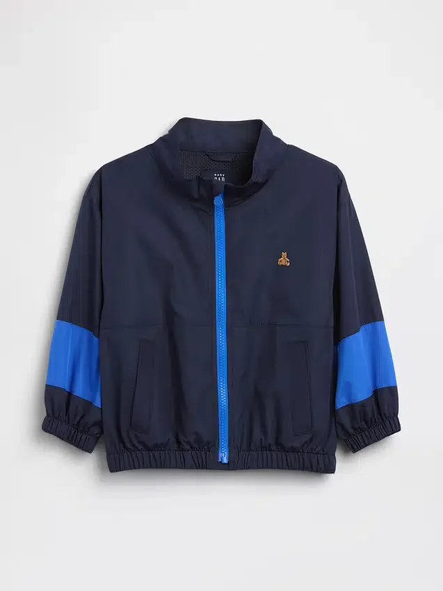 Chaqueta cortavientos reciclada con bloques de color para bebés y niños pequeños