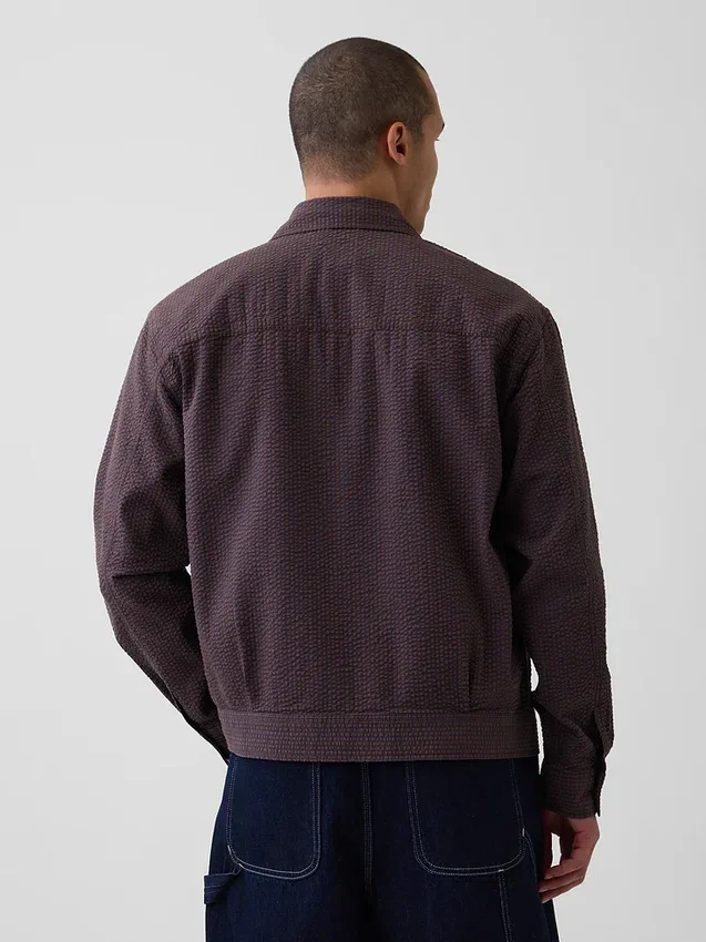 Chaqueta de camiseria con cremallera de seersucker