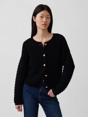 Chaqueta de jerséu con textura 100 % algodón