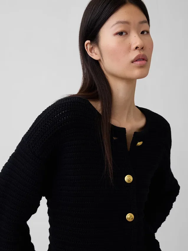 Chaqueta de jerséu con textura 100 % algodón