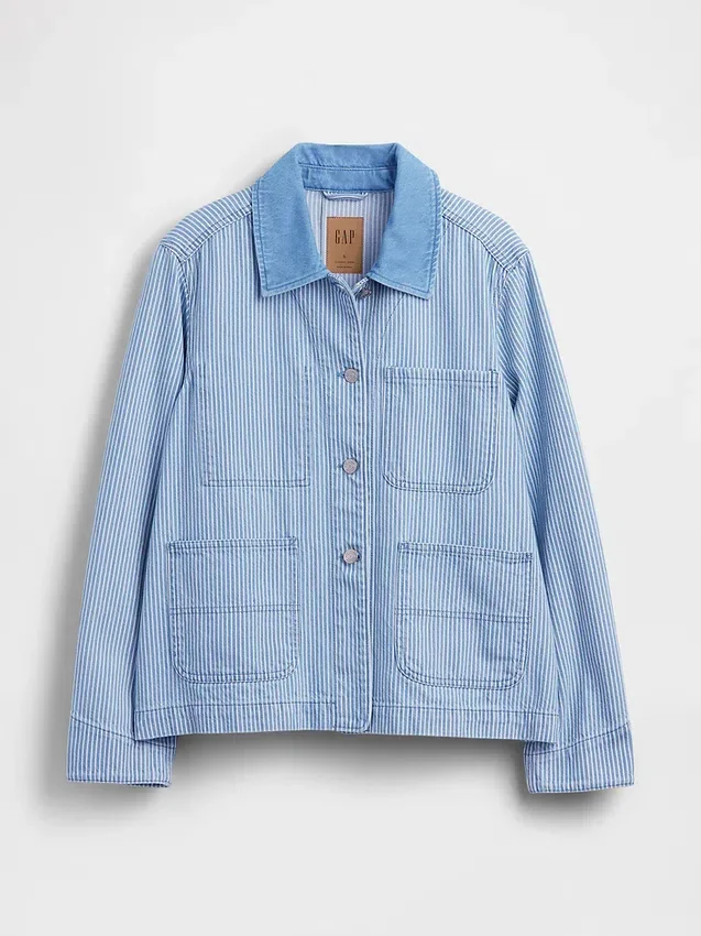 Chaqueta de trabajo vaquera a rayas