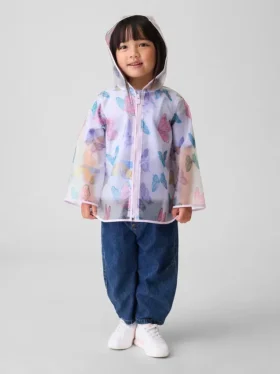 Chaqueta impermeable con mariposas para bebés y niños