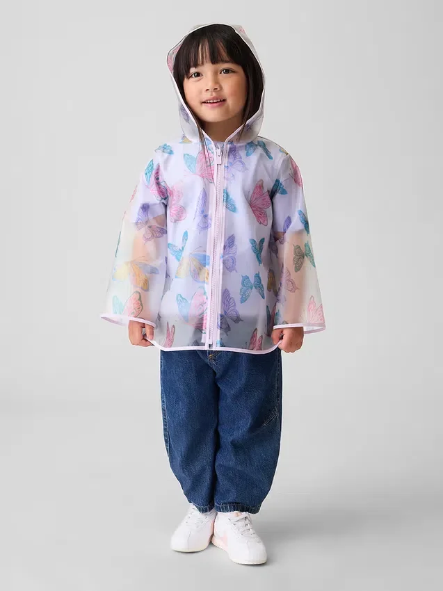 Chaqueta impermeable con mariposas para bebés y niños