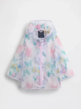 Chaqueta impermeable con mariposas para bebés y niños