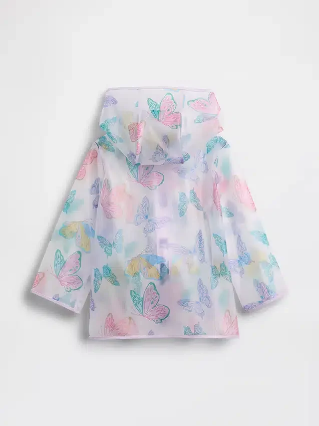 Chaqueta impermeable con mariposas para bebés y niños