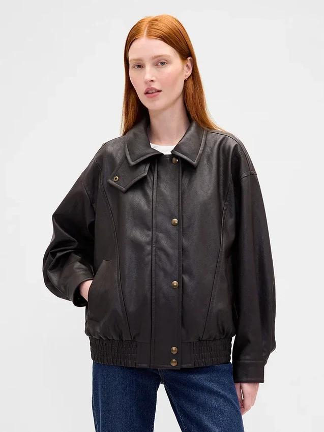 Chaqueta oversize de piel vegana