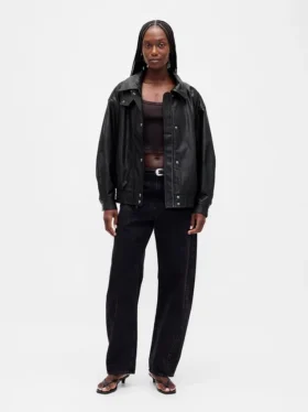 Chaqueta oversize de piel vegana