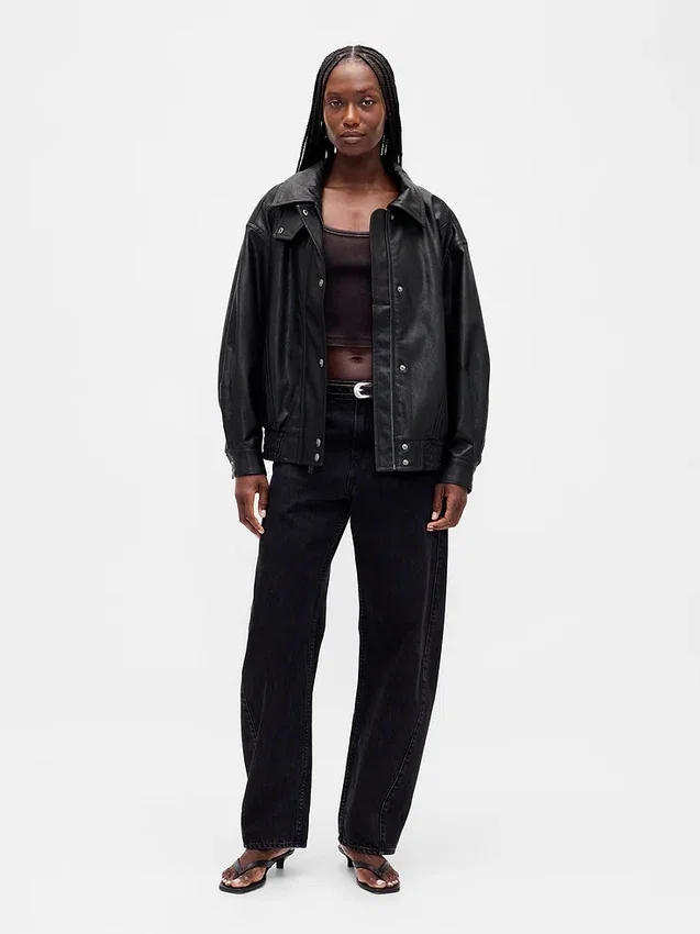 Chaqueta oversize de piel vegana