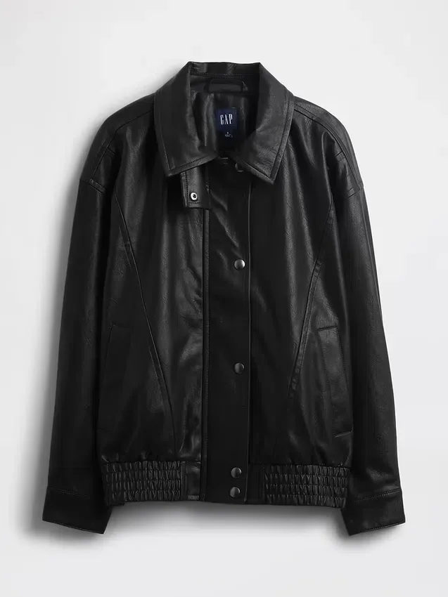 Chaqueta oversize de piel vegana