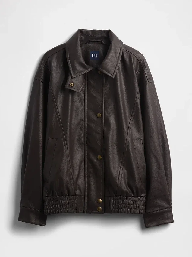 Chaqueta oversize de piel vegana