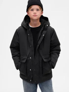 Chaqueta parka de tejido grueso para niños