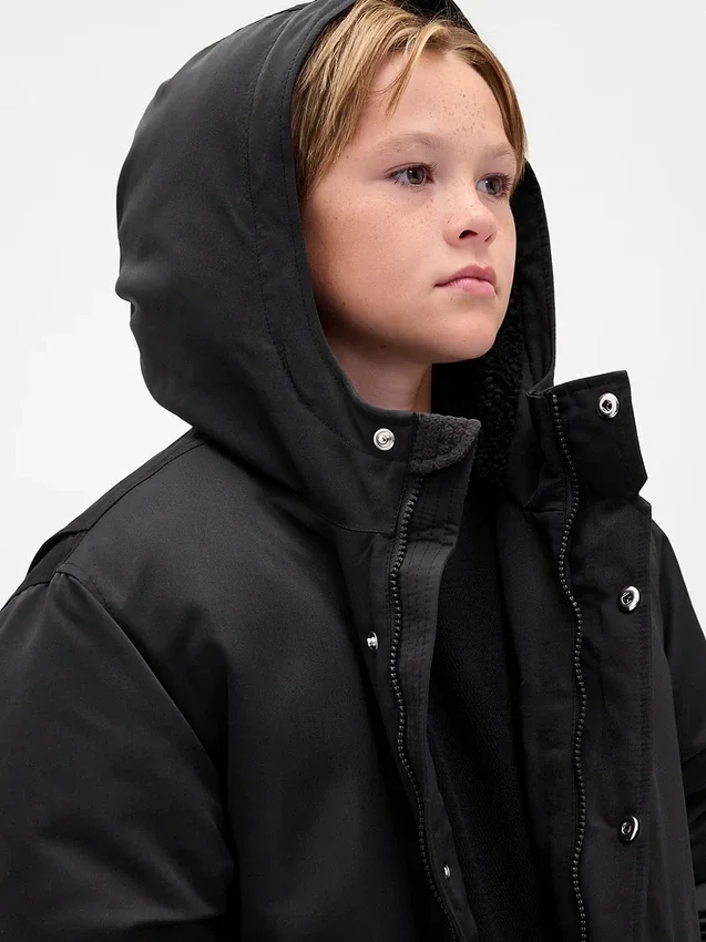 Chaqueta parka de tejido grueso para niños