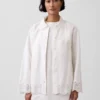 Chaqueta tipo camisa holgada con dobladillo de ojales