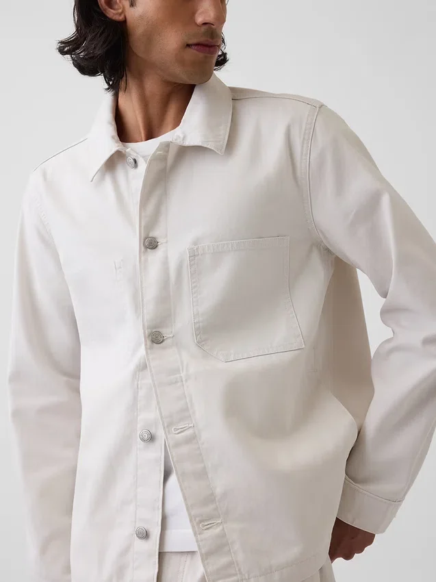 Chaqueta tipo camisa holgada de lona