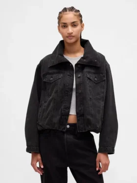 Chaqueta tipo capullo oversize de denim