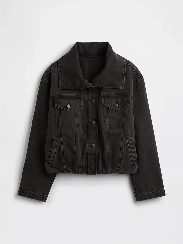 Chaqueta tipo capullo oversize de denim