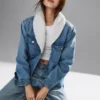 Chaqueta vaquera con cuello chal y forro de sherpa