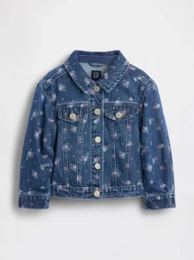 Chaqueta vaquera con estampado floral para bebés y niños