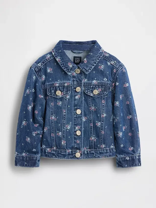 Chaqueta vaquera con estampado floral para bebés y niños