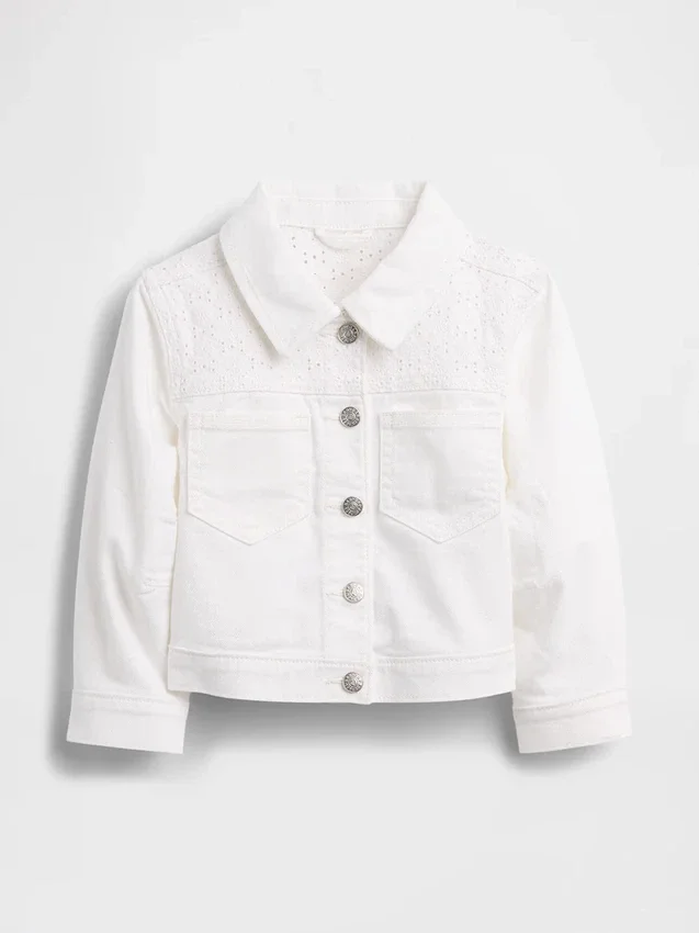 Chaqueta vaquera con ojales para bebés y niños pequeños