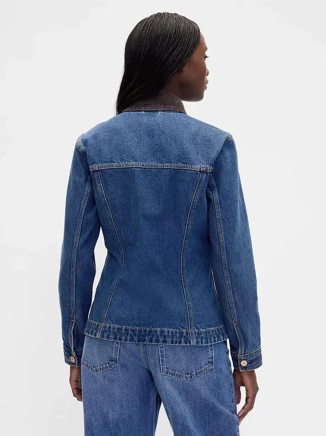 Chaqueta vaquera entallada de corte largo