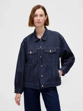 Chaqueta vaquera icónica oversize ultrasuave con mangas abullonadas