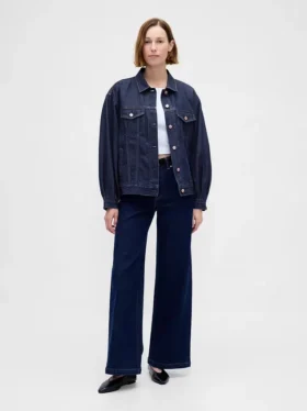 Chaqueta vaquera icónica oversize ultrasuave con mangas abullonadas