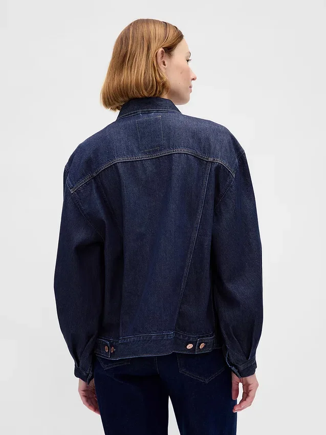 Chaqueta vaquera icónica oversize ultrasuave con mangas abullonadas