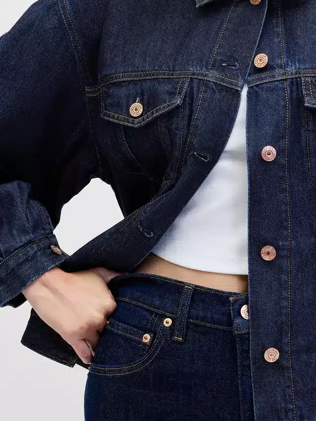 Chaqueta vaquera icónica oversize ultrasuave con mangas abullonadas