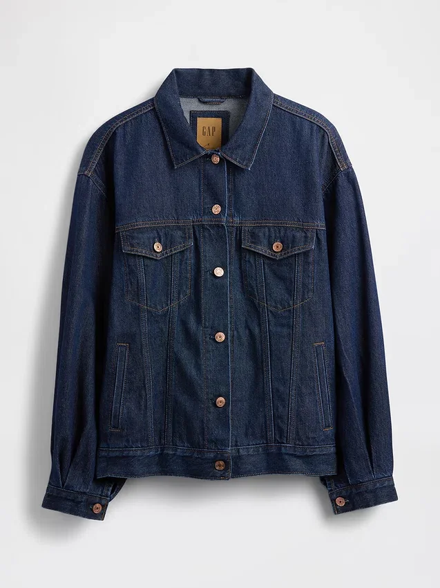 Chaqueta vaquera icónica oversize ultrasuave con mangas abullonadas