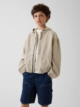 Chaqueta vaquera infantil holgada con capucha
