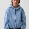 Chaqueta vaquera infantil holgada con capucha