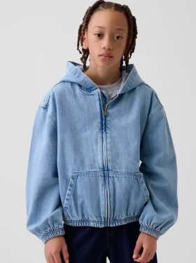 Chaqueta vaquera infantil holgada con capucha