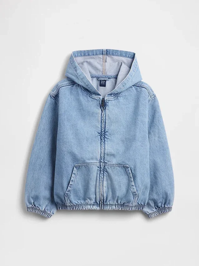 Chaqueta vaquera infantil holgada con capucha