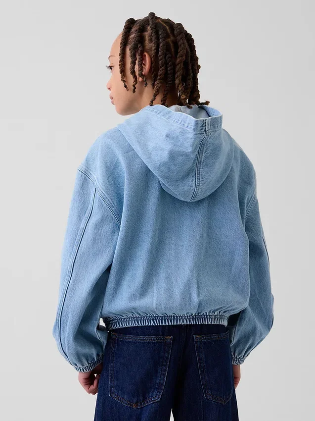Chaqueta vaquera infantil holgada con capucha