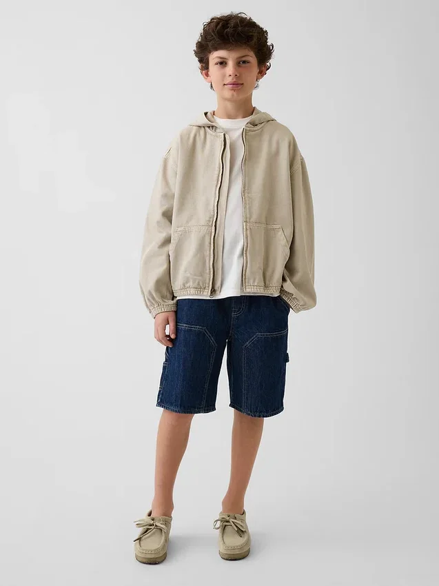 Chaqueta vaquera infantil holgada con capucha