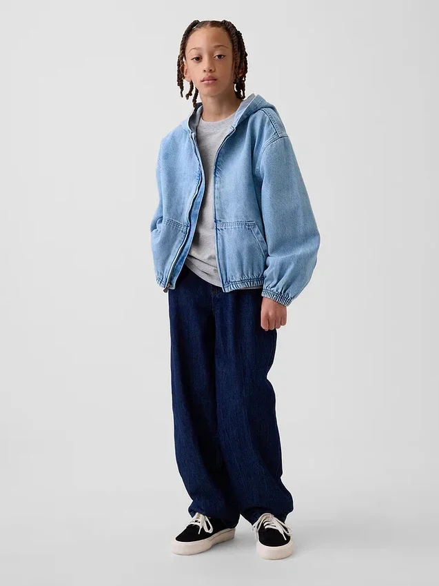 Chaqueta vaquera infantil holgada con capucha