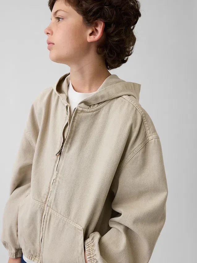 Chaqueta vaquera infantil holgada con capucha