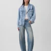 Chaqueta vaquera oversize con cuello chal