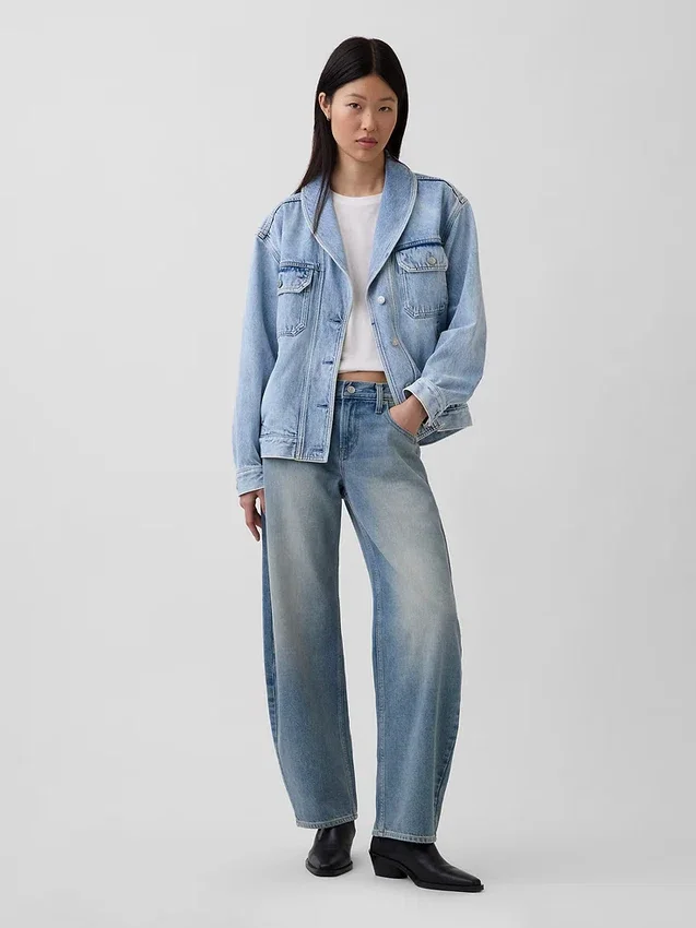 Chaqueta vaquera oversize con cuello chal