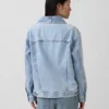 Chaqueta vaquera oversize con cuello chal